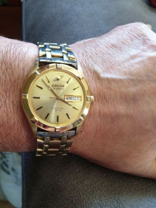 Men ' s Vintage Enicar Crystal Quartz Watch 2