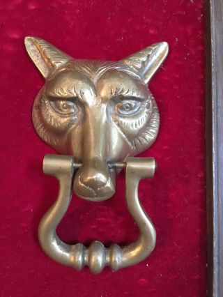 Vintage Solid Brass Wolf Fox Head Door Knocker