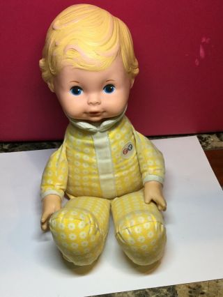 Vintage 1975 Fisher Price Honey Lapsitter Baby Boy Doll 208 Yellow Outfit