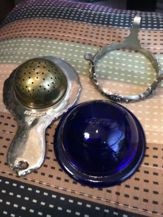 Vintage Tea Strainer With Stand - Silver - Plated - Marked Germany