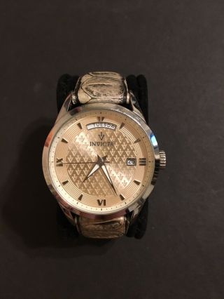Invicta Vintage Swiss Movement Quartz Watch - Ss Case With Beige Tone Leather Ba
