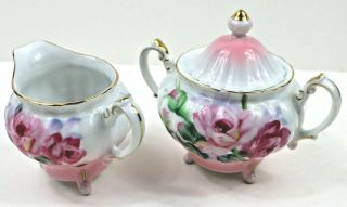 Vintage Takiro Hand Painted Creamer And Sugar Made In Japan