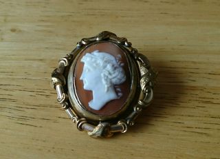 ANTIQUE VICTORIAN PINCHBECK SWIVEL MOURNING BROOCH CAMEO 2