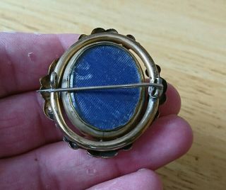 ANTIQUE VICTORIAN PINCHBECK SWIVEL MOURNING BROOCH CAMEO 3