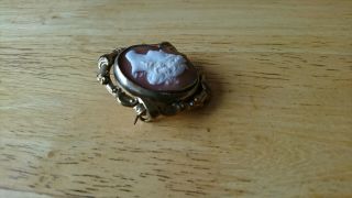 ANTIQUE VICTORIAN PINCHBECK SWIVEL MOURNING BROOCH CAMEO 5