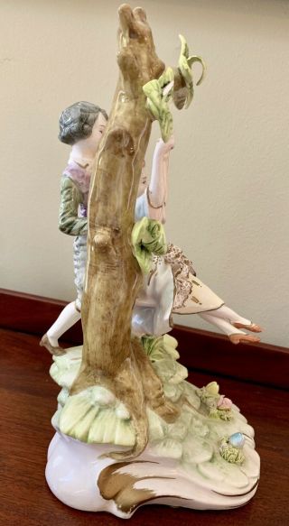 Mid 1800’s Antique Italian Capodimonte Signed Boy & Girl on Swing Figurine 7