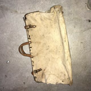 VINTAGE CANVAS LEATHER TOOL TOTE BAG KLEIN STYLE WHITE OLD ANTIQUE 6