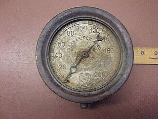 Antique ASHCROFT 200 PSI Pressure Gauge w/Brass Face Braman,  Dow & Co.  Boston 7