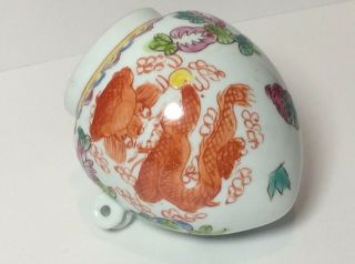 Vintage Chinese Famille Rose Bird Cage Feeder Dragon Phoenix C1960