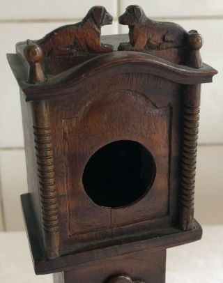 Vintage Treen Wooden Longcase Grandfather Clock POCKET WATCH HOLDER CASE 2