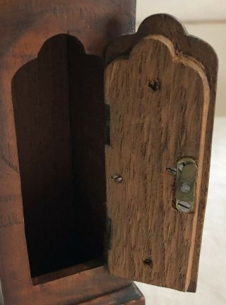 Vintage Treen Wooden Longcase Grandfather Clock POCKET WATCH HOLDER CASE 5
