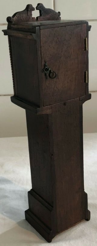 Vintage Treen Wooden Longcase Grandfather Clock POCKET WATCH HOLDER CASE 6