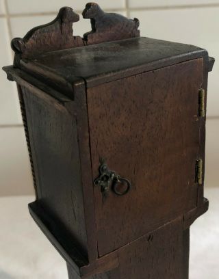 Vintage Treen Wooden Longcase Grandfather Clock POCKET WATCH HOLDER CASE 7