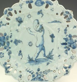 Antique Cantagalli Italian Tin Glazed Majolica - Hand Painted Cherub Plate 2