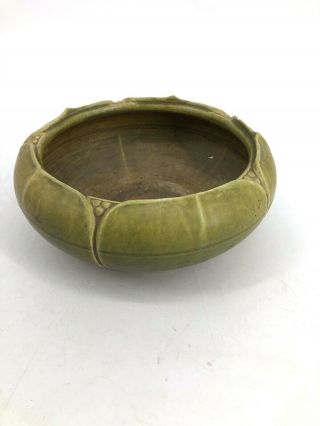 Vintage Green Ceramic Pottery Bowl Art Deco Nouveau