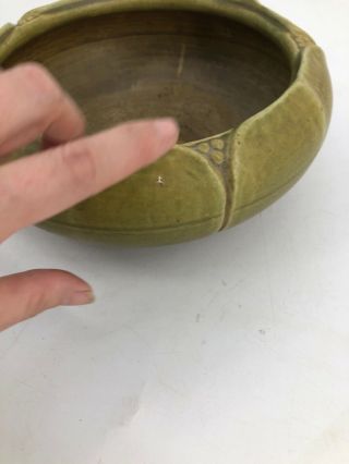 Vintage Green Ceramic Pottery Bowl Art Deco Nouveau 4