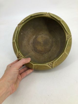 Vintage Green Ceramic Pottery Bowl Art Deco Nouveau 8