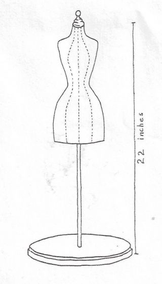 24.  5 " Antique French Fashion/gibson Girl Lady Doll Dress Form/mannequin Pattern
