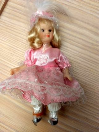 Vintage Dollhouse Miniature Porcelain /cloth Victorian Little Girl Jointed Doll