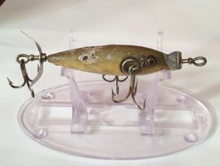 Vintage Antique Early Heddon Dowagiac 100 Glass Eyes 3 Hook Fishing Lure 2