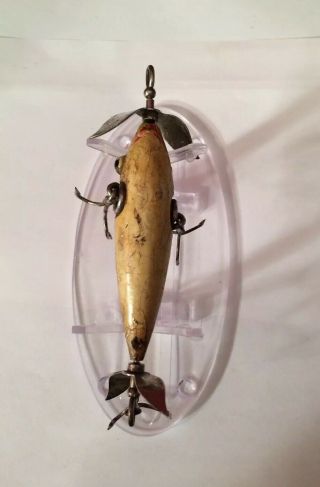 Vintage Antique Early Heddon Dowagiac 100 Glass Eyes 3 Hook Fishing Lure 5