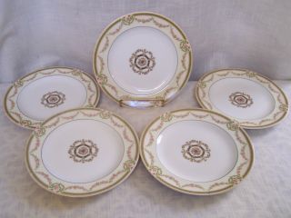 Antique Theodore Haviland Limoges Pink Rose Swags Salad Plates Set Of 5