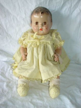 Vintage Composition Head Arms Legs Doll 19 Inches Sleep Eyes Red Lips Parts