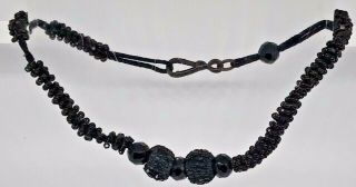 Antique Victorian Whitby Jet Beaded Choker Necklace