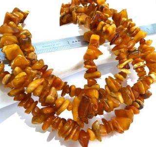 Antique Vintage Egg Yolk Butterscotch Amber Bead Necklace Weight 65.  19gms,