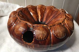 Bennington Pottery Spittoon Cuspidor Nautical Maritime Stoneware Antique Shell