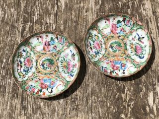 Antique Late 19th Century Chinese / Cantonese Porcelain Saucers