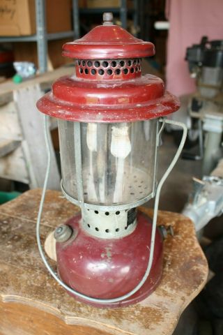 Vintage Agm American Gas Machine Lantern,  Albert Lea,  Minn. ,  Maroon High Dome?