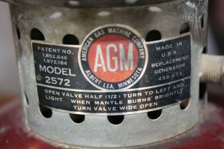 Vintage AGM American Gas Machine Lantern,  Albert Lea,  MINN. ,  Maroon High Dome? 2