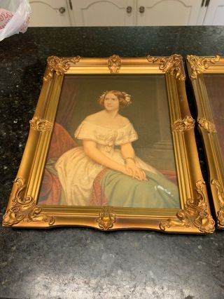 Vintage Southern Belle & Jenny Lyn Gold Framed Pictures 14 1/2 By 11 1/2 3