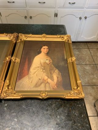 Vintage Southern Belle & Jenny Lyn Gold Framed Pictures 14 1/2 By 11 1/2 7