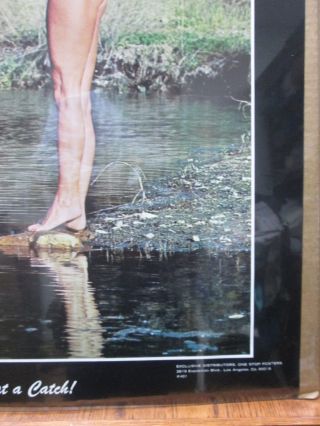What a Catch Hot girl 1977 Vintage Poster fishing man cave car garage Inv 1973 5