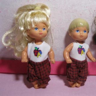Vintage Mattel Happy Heart Family Baby Toddler Twin Boy/girl In School Clothes