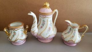 Antique 19th C.  Charles Field Haviland Limoges France Teapot Set - Cfh Gdm
