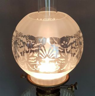 Etched Glass Kerosene Paraffin Duplex Oil Lamp Ball Shade
