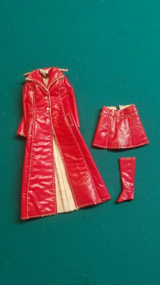 Vintage Barbie Francie 1769 Red Coat Skirt & 1 Boot