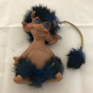 Vintage Reisler Devil Troll Doll Blue Fur Eyes Tail