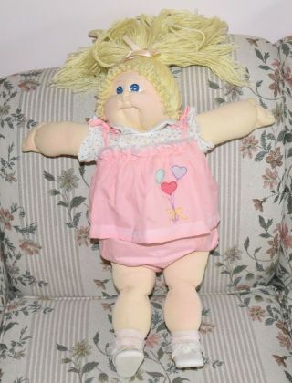 Vintage Cabbage Patch Doll Blue Eyes & Blonde Ponytail Named " Hope Zelda "