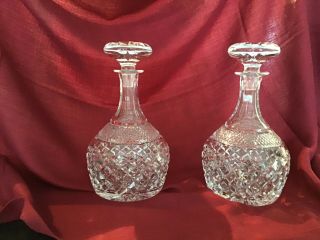 Vintage Cut Crystal Liquor Decanters Matched Pair