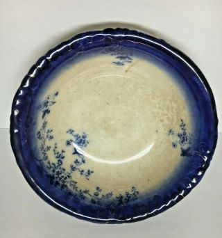 Antique Flow Blue Serving Bowl La Belle Pattern 9 - 1/2 " Round Wheeling Pottery