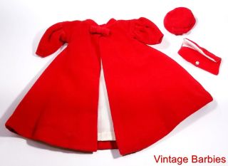 Barbie Doll Red Flare 939 Coat Purse & Hat Minty Vintage 1960 