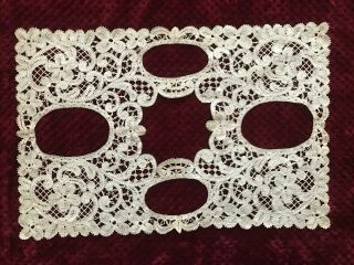 Antique Handmade Battenberg Lace Work For A Doily 21 1/2 " By 15 "