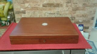 Antique Mahogany & Mother Of Pearl Document Box Vgc