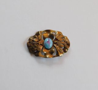 Antique Brooch Sash Pin Art Nouveau Victorian Stone C R Brass 284