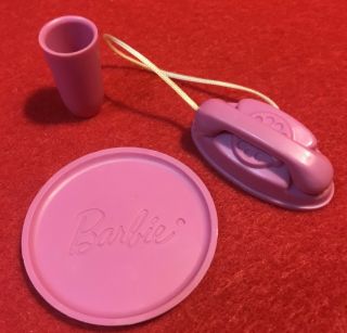 Vintage Barbie 1960s Barbie Go Together Pink Tray,  Tumbler And Telephone