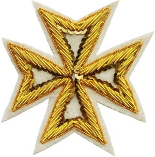 Masonic St.  John Order Malta Knights Maltese Cross Hand Embroidered (me - 002 Wt)